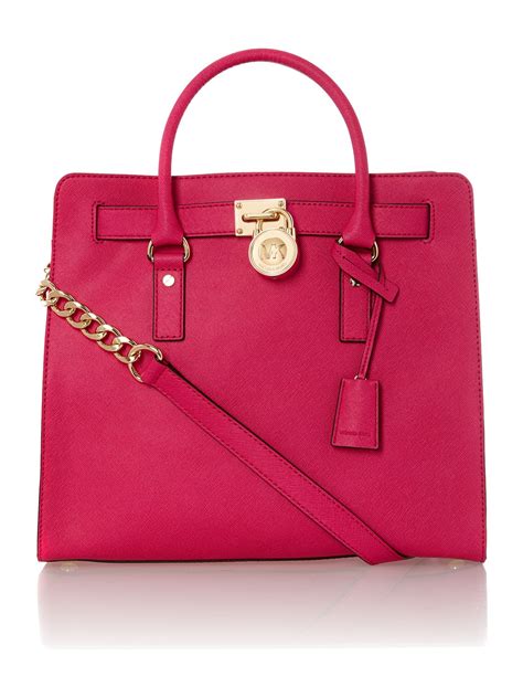 michael kors hot pink hamilton tote|Michael Kors Hamilton large satchel.